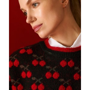 Tailor Made Knit With Cherries Black Πουλόβερ