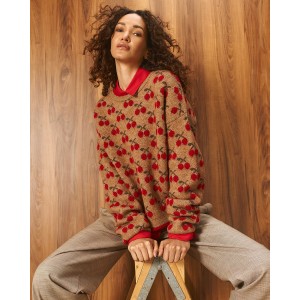 Tailor Made Knit With Cherries Camel Πουλόβερ