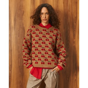 Tailor Made Knit With Cherries Camel Πουλόβερ