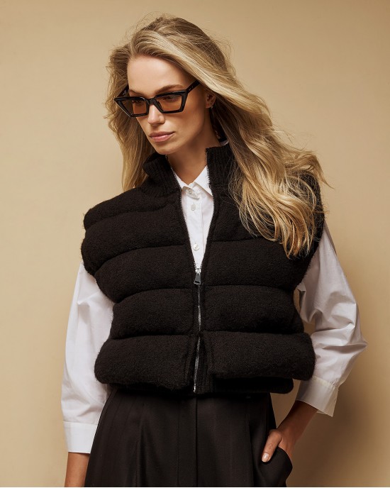 Tailor Made Knit Puffer Vest Black Αμάνικο Τζάκετ