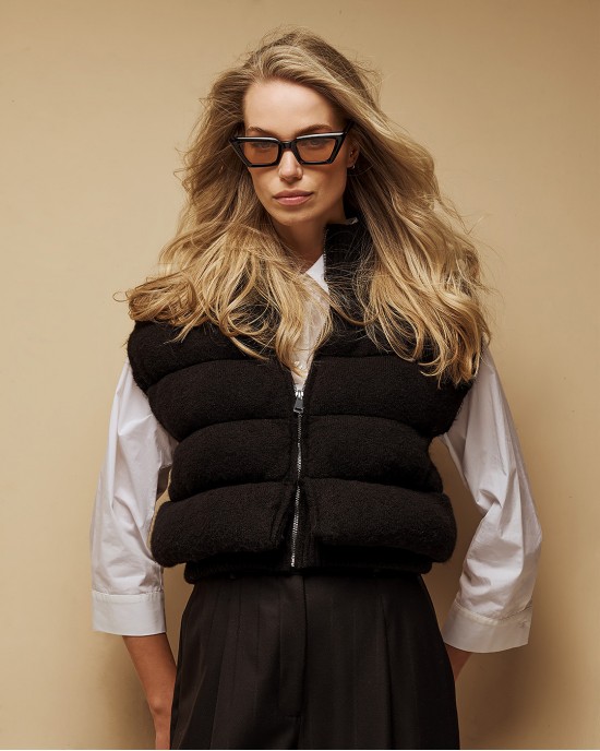 Tailor Made Knit Puffer Vest Black Αμάνικο Τζάκετ