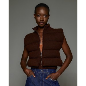 Tailor Made Knit Puffer Vest Coffee Αμάνικο Τζάκετ