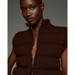 Tailor Made Knit Puffer Vest Coffee Αμάνικο Τζάκετ