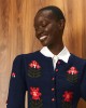 Tailor Made Embroidered Flowers Knit Navy Blue Ζακέτα