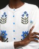 Tailor Made Embroidered Flowers Knit Off White Ζακέτα