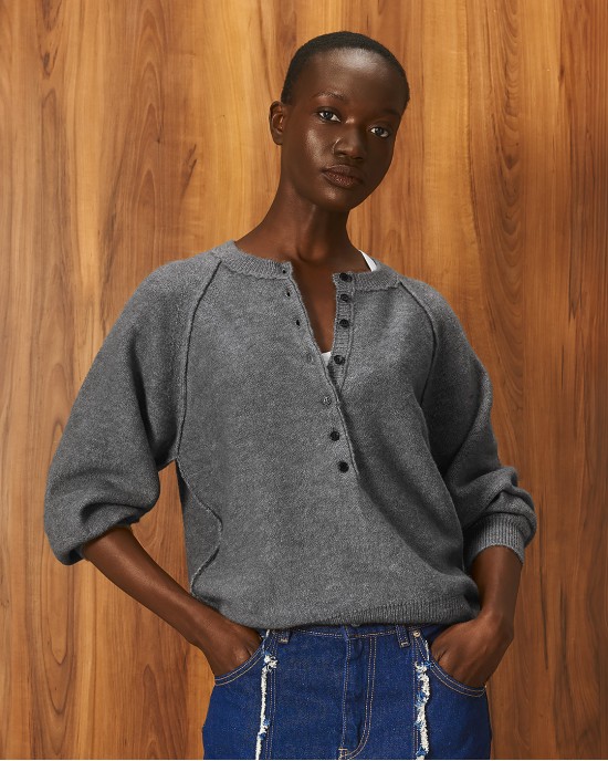 Tailor Made Knit Reglan With Long Pat Πουλόβερ