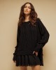 Tailor Made Oversized Cable-Knit With Pleated Fabric Detailing At The Bottom Black Φόρεμα