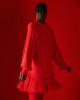 Tailor Made Oversized Cable-Knit With Pleated Fabric Detailing At The Bottom Red Φόρεμα