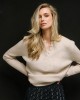 Tailor Made Ribbed Knit With Long Pat Off White Πουλόβερ