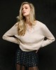 Tailor Made Ribbed Knit With Long Pat Off White Πουλόβερ