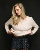Tailor Made Ribbed Knit With Long Pat Off White Πουλόβερ