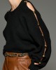 Tailor Made Knit Regal With Gold Buttons On Sleeves Black Πουλόβερ