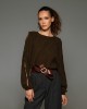 Tailor Made Knit Regal With Gold Buttons On Sleeves Coffee Πουλόβερ