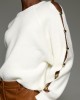 Tailor Made Knit Regal With Gold Buttons On Sleeves Off White Πουλόβερ
