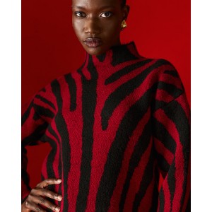 Tailor Made Knit Zebra Bordeaux Πουλόβερ