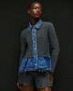 Tailor Made Cable-Knit With Denim Details On the Collar & Bottom Anthracite Ζακέτα