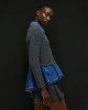 Tailor Made Cable-Knit With Denim Details On the Collar & Bottom Anthracite Ζακέτα