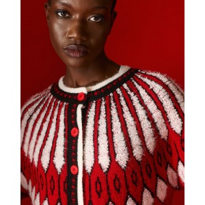 Tailor Made Knit With Red Norwegian Jacquard Red Ζακέτα