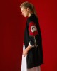 Tailor Made Oversized Raglan-Knit With Flowers On Sleeves Black Ζακέτα