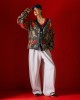 Tailor Made Jacquard Knit With Denim Collar Anthracite Ζακέτα