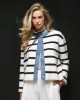 Tailor Made Striped Knit With Denim Details Off White Ζακέτα