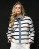 Tailor Made Striped Knit With Denim Details Off White Ζακέτα