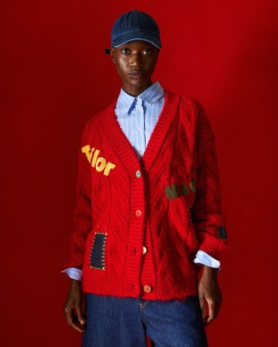 Tailor Made Cable-Knit With Embroidered Tailor Logo Red Ζακέτα