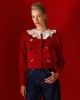Tailor Made Dogs Embroidered & White Collar Red Knit Ζακέτα