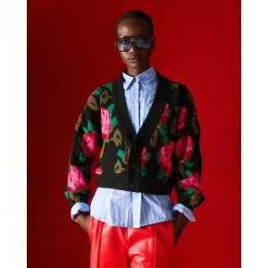 Tailor Made Short Knit Floral Black Ζακέτα