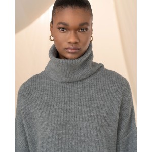 Tailor Made Oversized Turtleneck Knit Grey Πουλόβερ