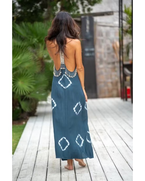 Tarifa Soul Lanzarote Open Back Blue Φόρεμα