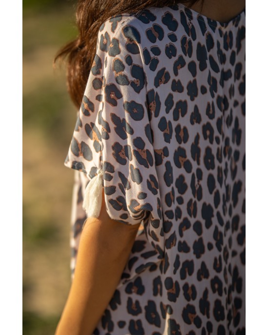 Tarifa Soul Kaftan Tarifa Leopard Beige Φόρεμα