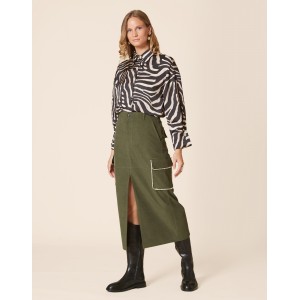 House Of Angels Strass Khaki Midi Φούστα