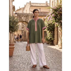The Solaya World Tunic/Πουκάμισο Oversized Mao Chaki