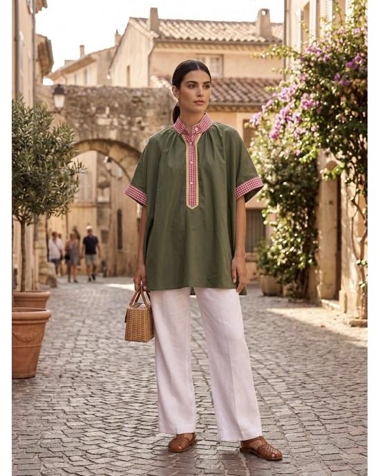 The Solaya World Tunic/Πουκάμισο Oversized Mao Chaki