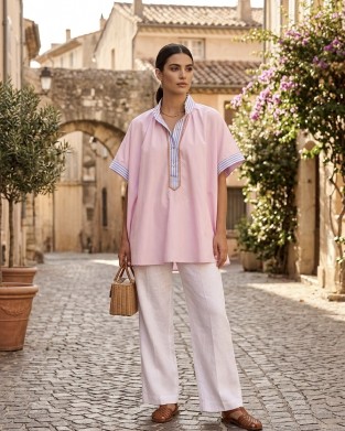 The Solaya World Tunic/Πουκάμισο Oversized Mao Pink