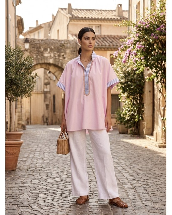 The Solaya World Tunic/Πουκάμισο Oversized Mao Pink