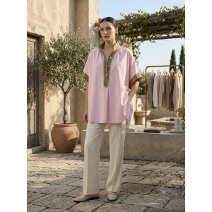 The Solaya World Tunic/Πουκάμισο Oversized Mao Pink