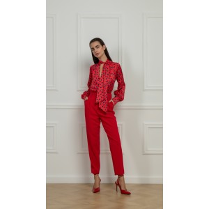 Twenty-29 Crepe Belt Pleated Red Παντελόνι