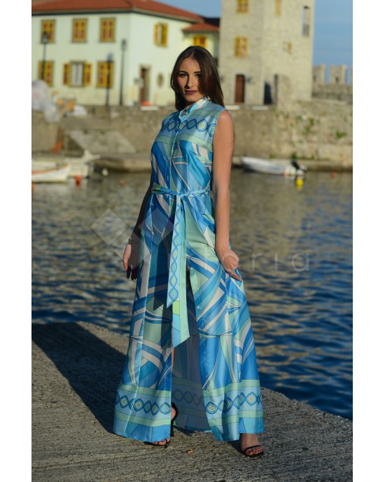 Twenty 29 Maxi Αμάνικο Φόρεμα Print Blue