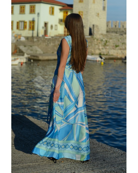 Twenty 29 Maxi Αμάνικο Φόρεμα Print Blue