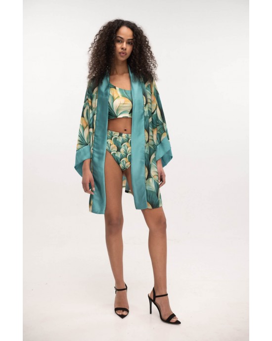 Type Love Coral Reef Satin Κιμονό