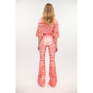 Type Love Zebra Coral Flared Παντελόνι