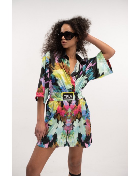 Type Love Flower Bomb Satin Πουκάμισο