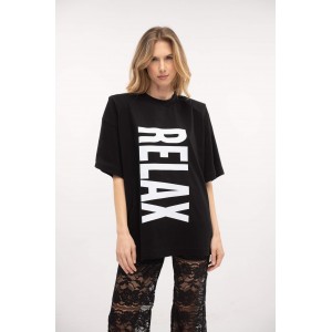 Type Love Oversized T-shirt Relax Black Μπλούζα