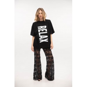 Type Love Oversized T-shirt Relax Black Μπλούζα