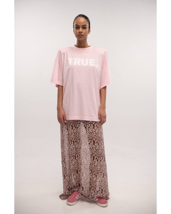Type Love Oversized T-shirt True Kiss Pink Μπλούζα
