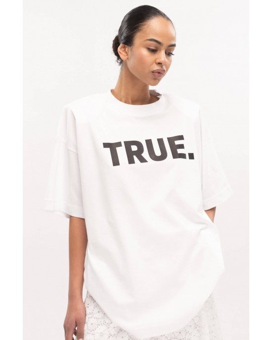 Type Love Oversized T-shirt True Kiss White Μπλούζα