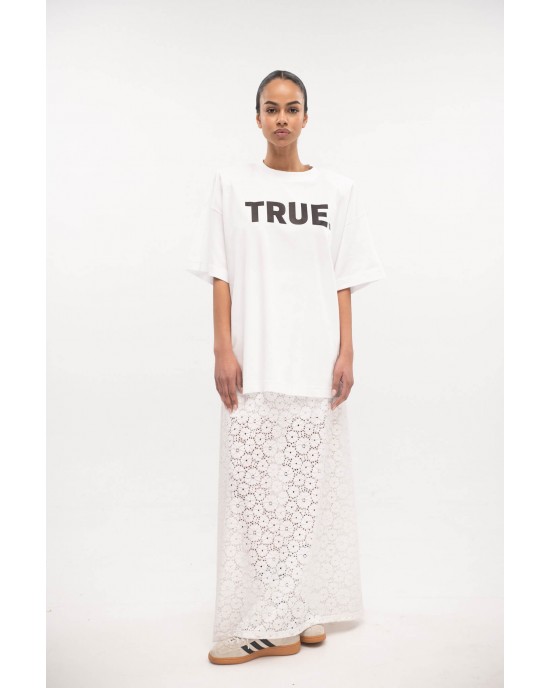 Type Love Oversized T-shirt True Kiss White Μπλούζα