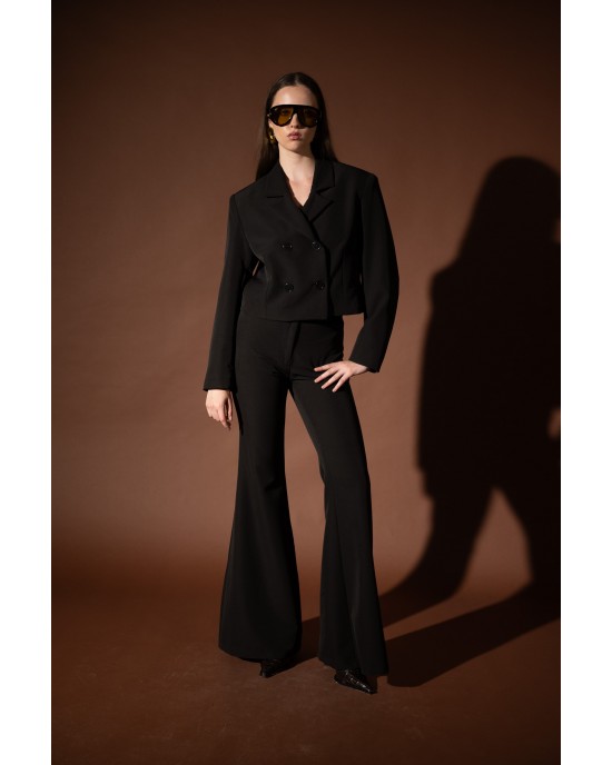 Type Love Black Flared Mafin Παντελόνι